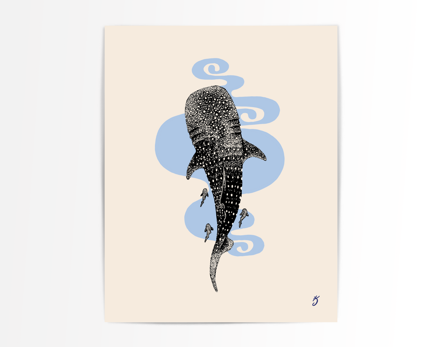 Blue Whale Shark Art Print