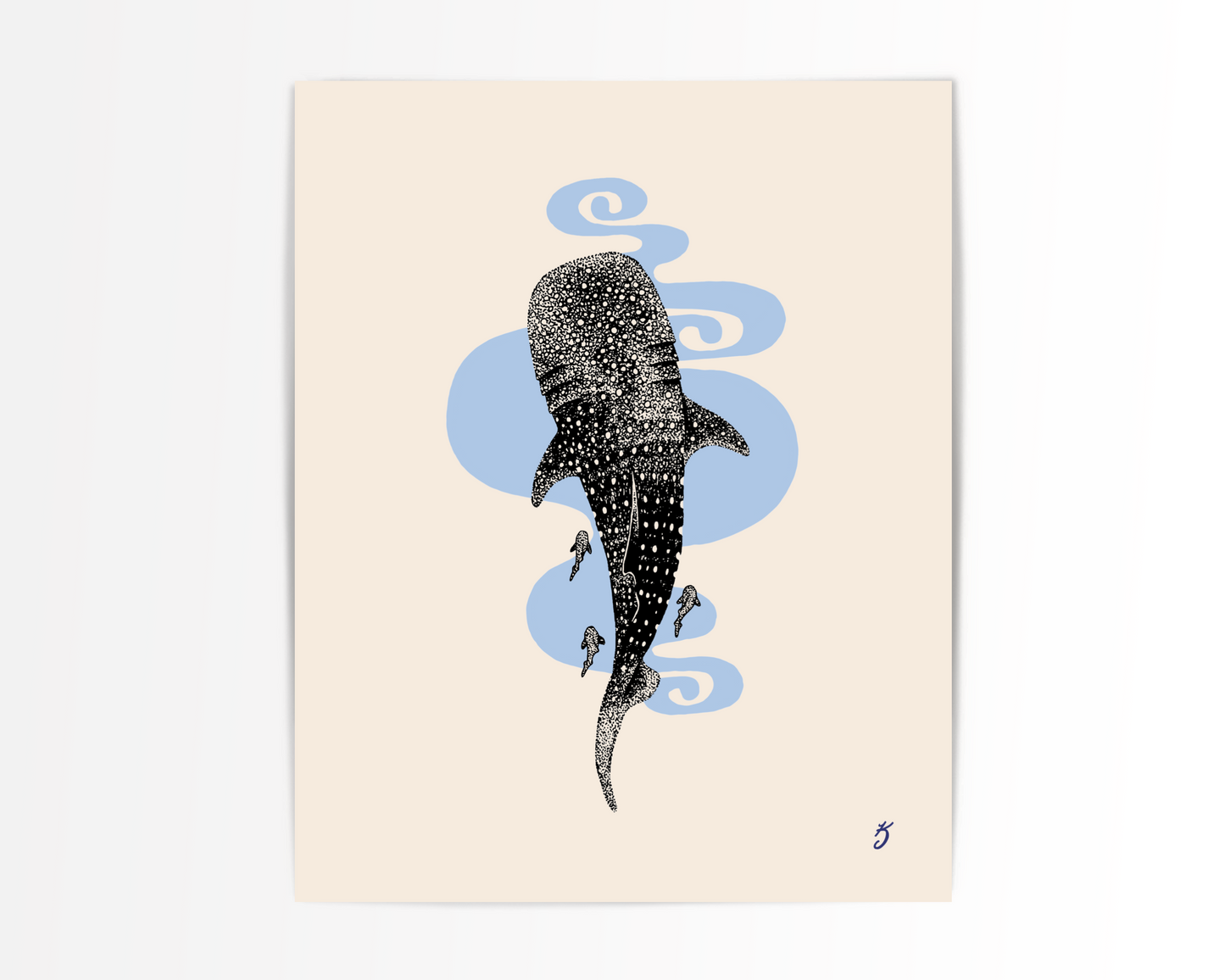 Blue Whale Shark Art Print