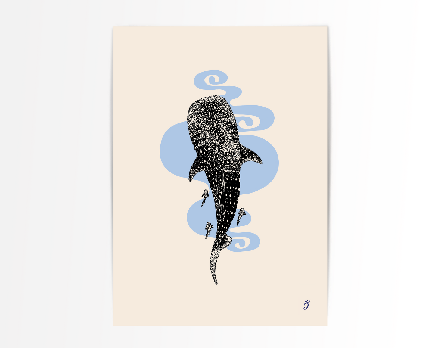 Blue Whale Shark Art Print