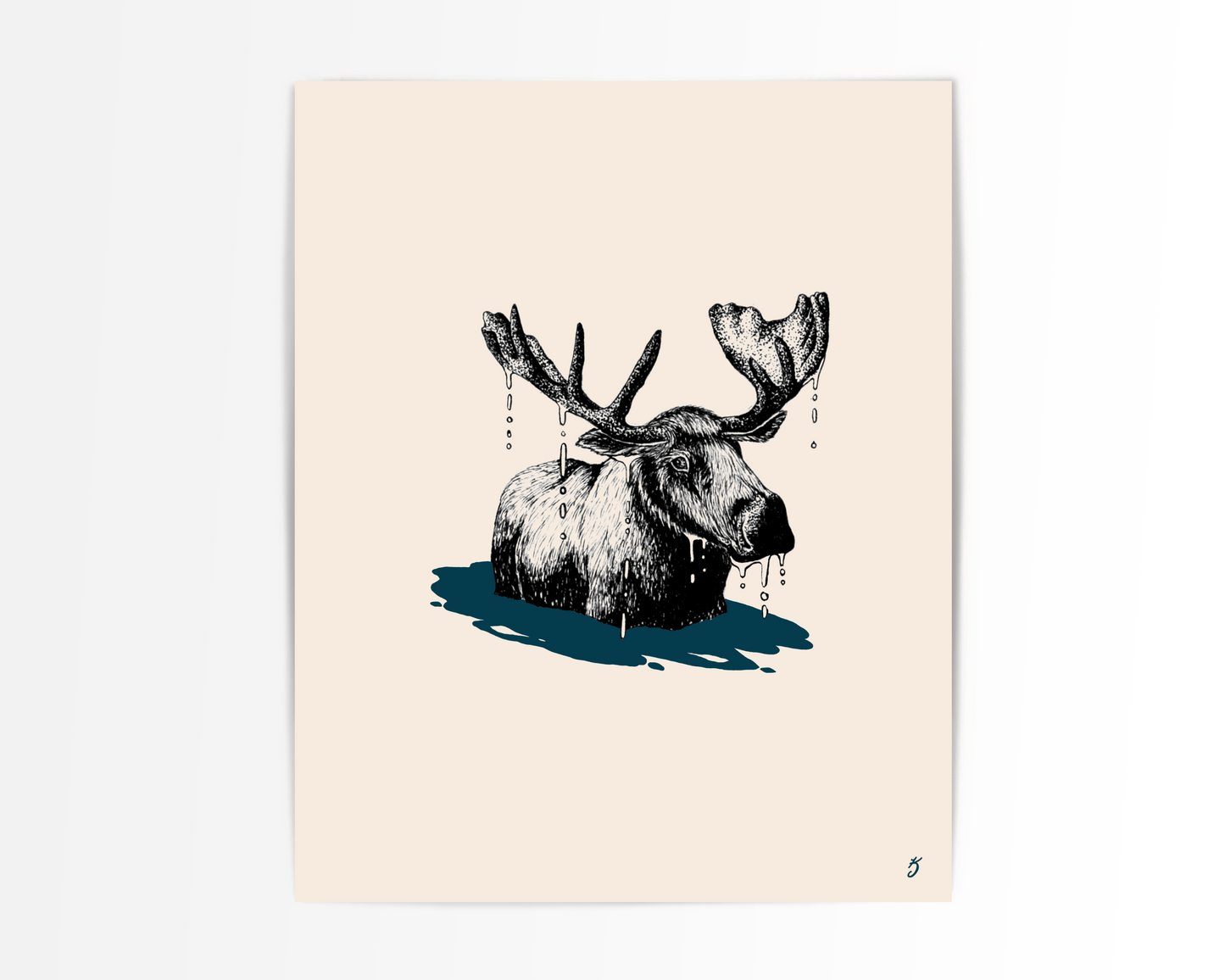 Moose Puddle Art Print