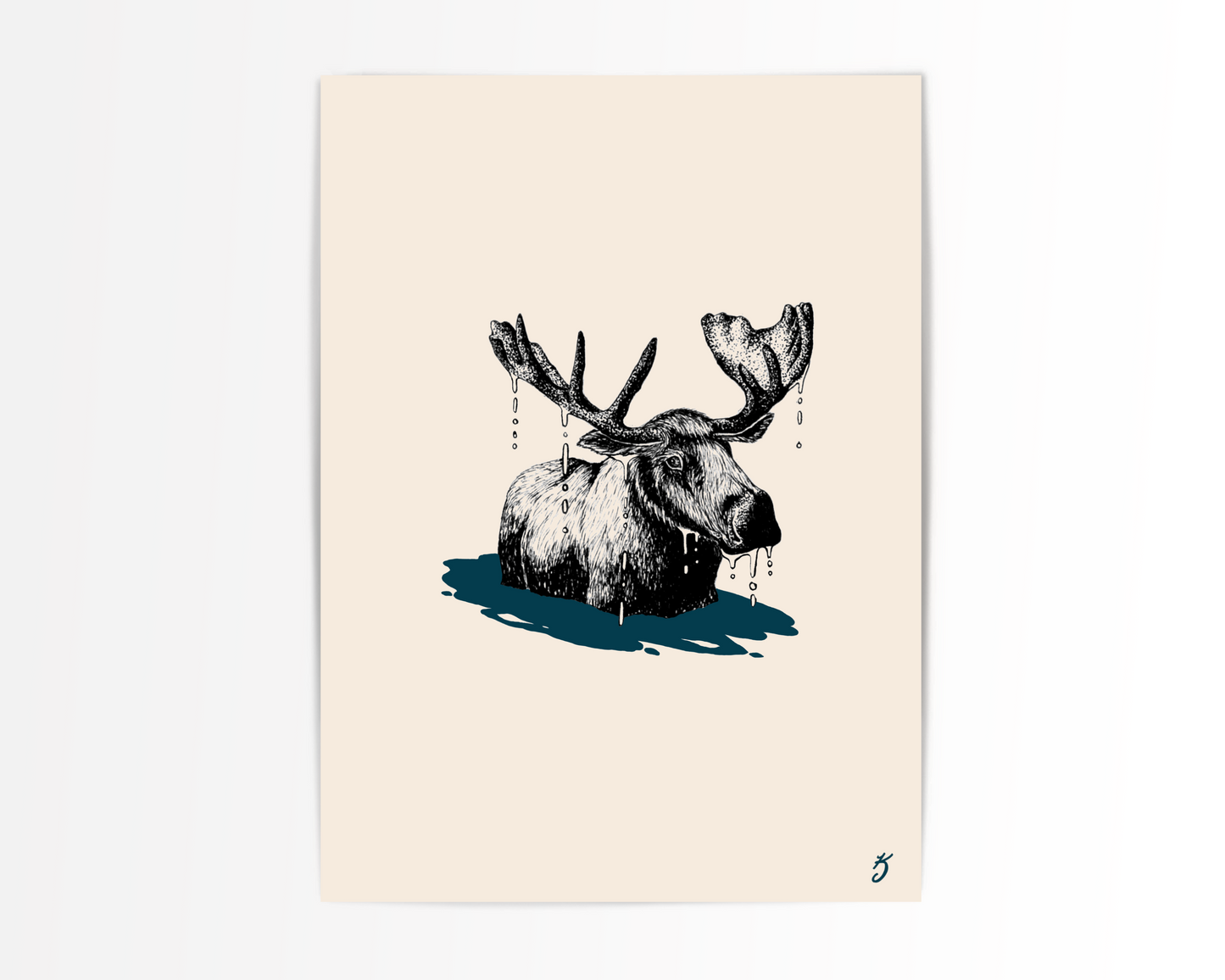 Moose Puddle Art Print