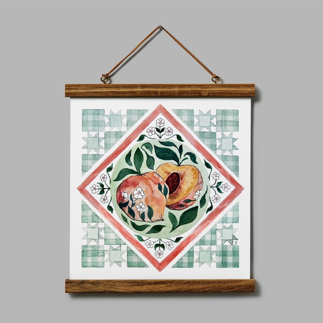 Peachy Quilt Folk Print