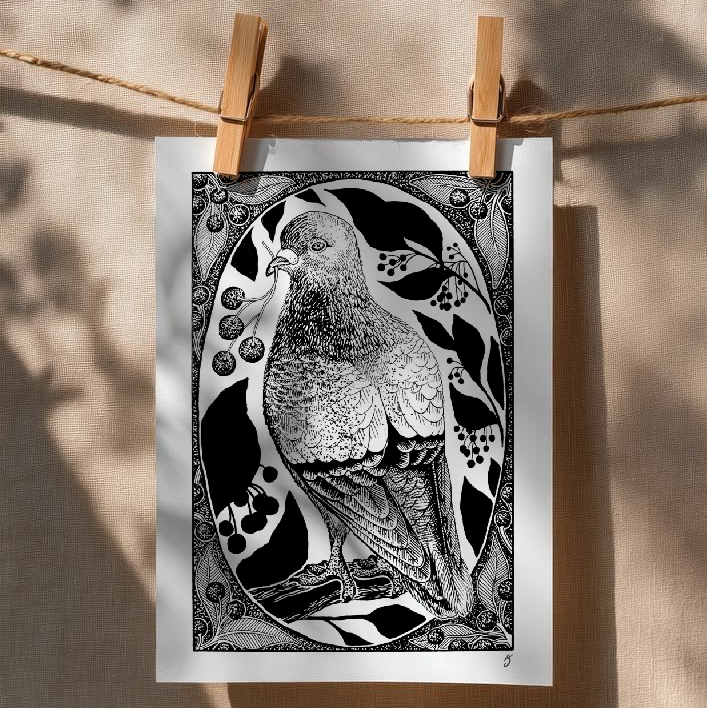 Pigeon Perching Art Print