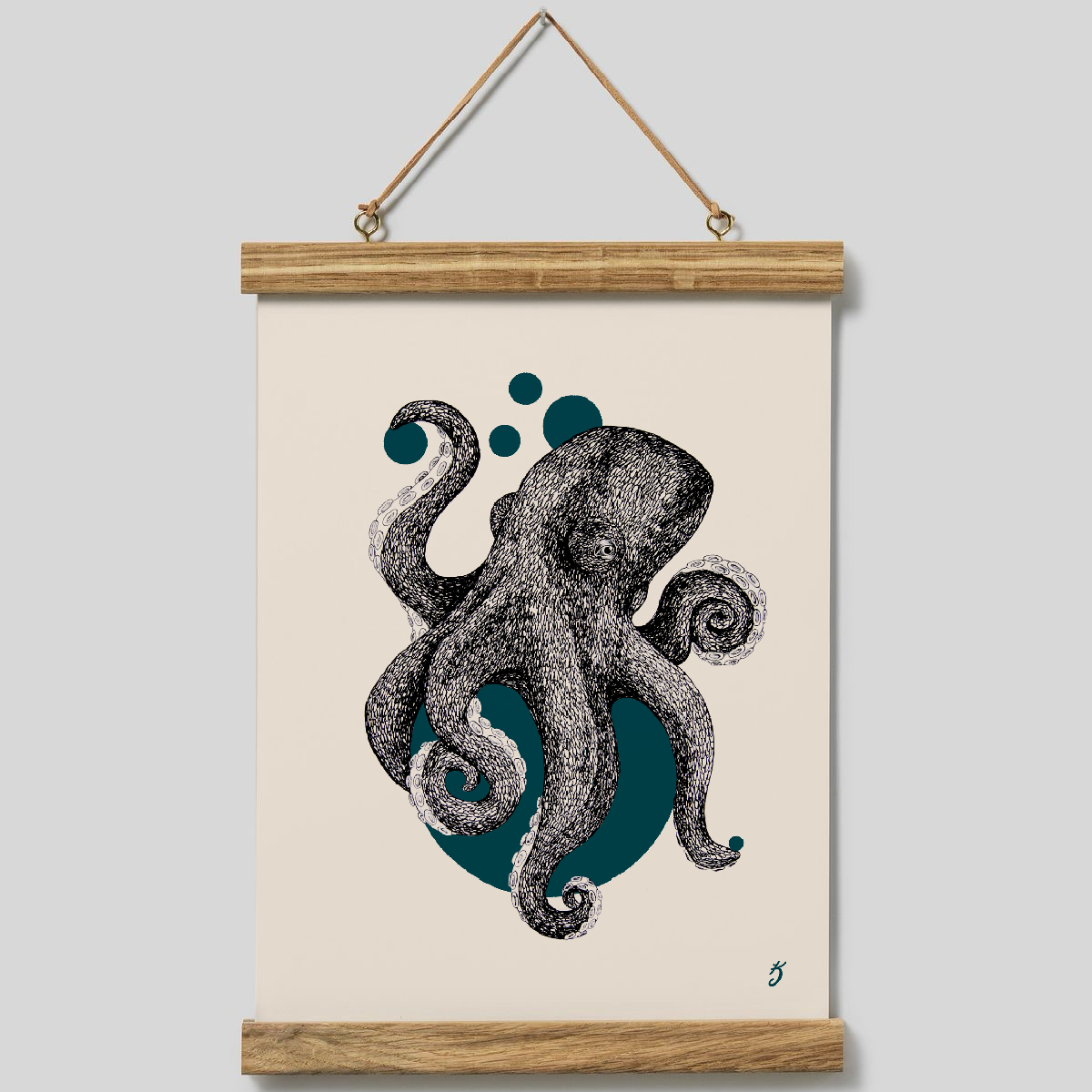 Octopus Bubbles Art Print