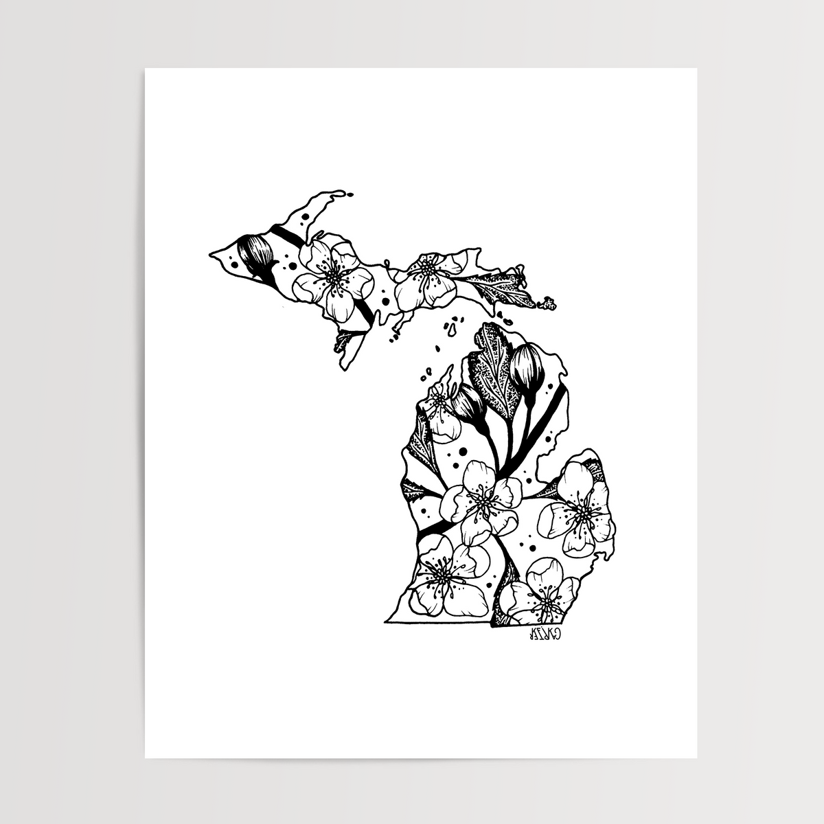 Michigan - Apple Blossom State Flower Print