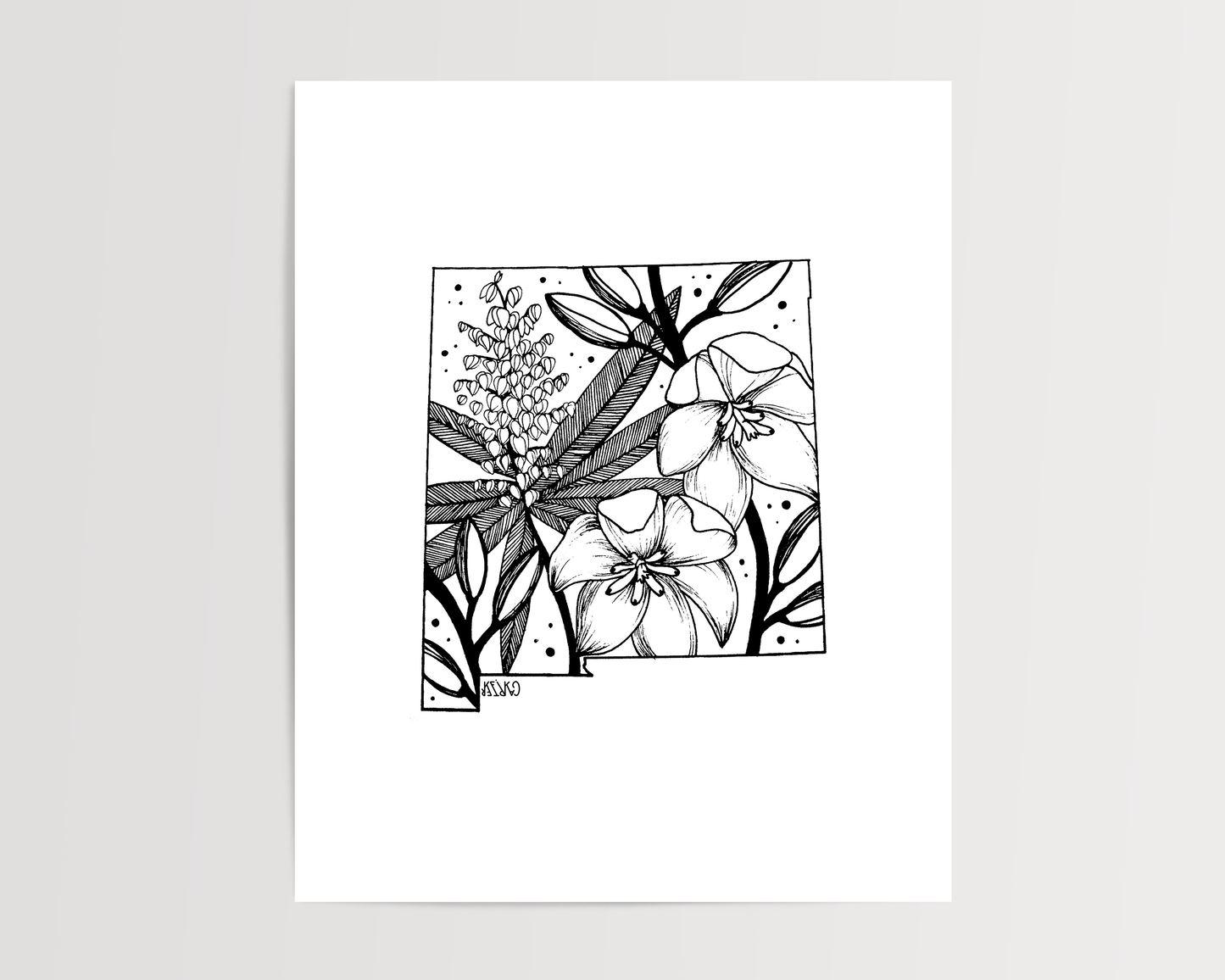New Mexico - Yucca Flowers State Flower Print