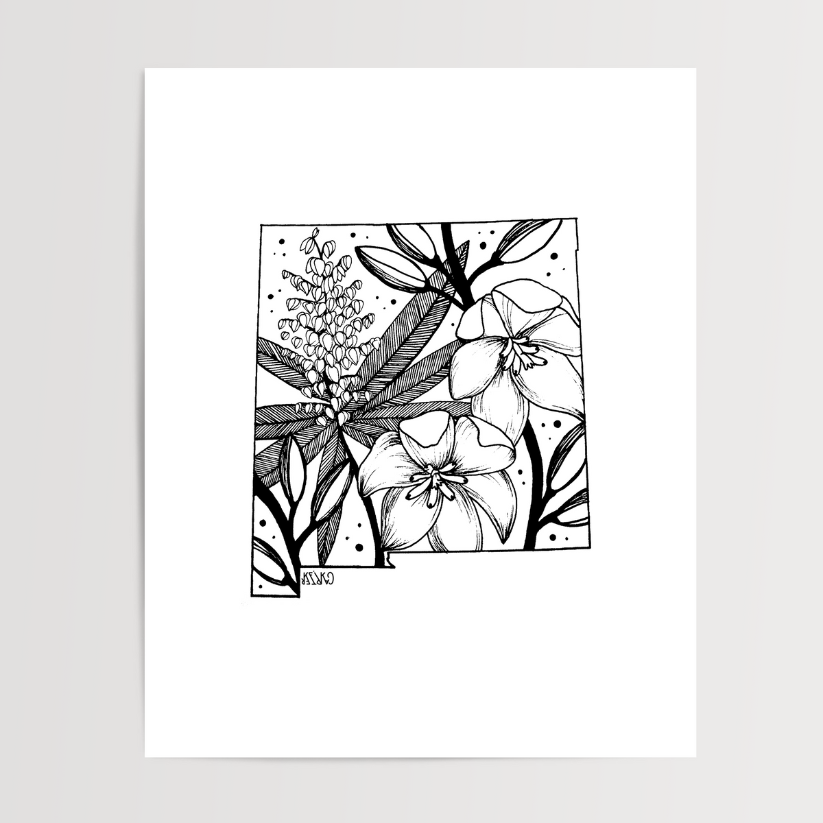 New Mexico - Yucca Flowers State Flower Print