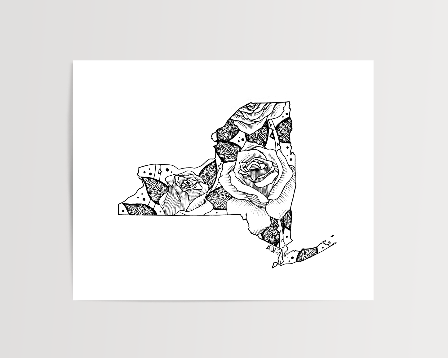New York - Rose State Flower Print