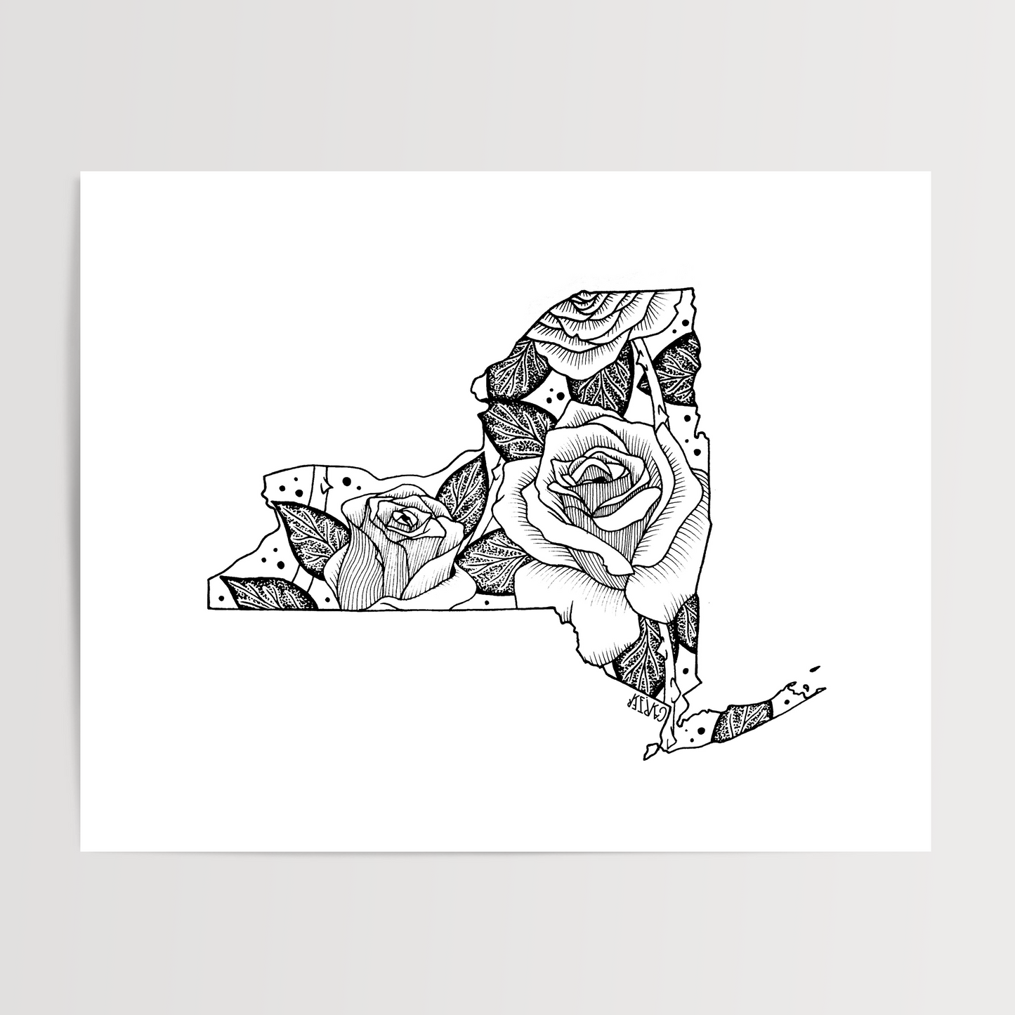 New York - Rose State Flower Print