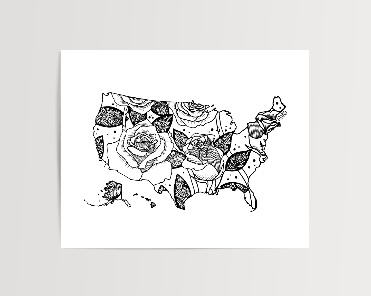 USA - Rose State Flower Print