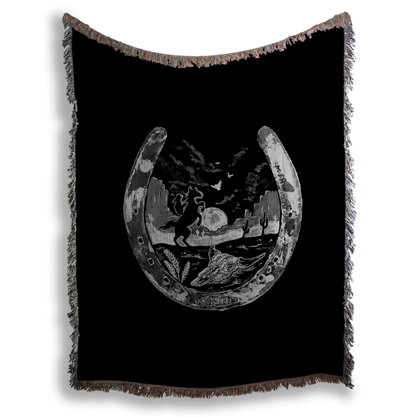 Dark Horse Shoe Woven Blanket