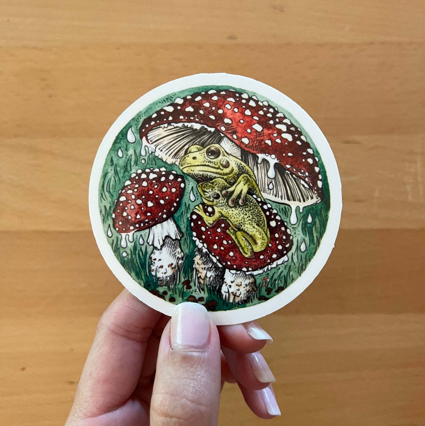 Frogs Mushroom Umbrella Sticker