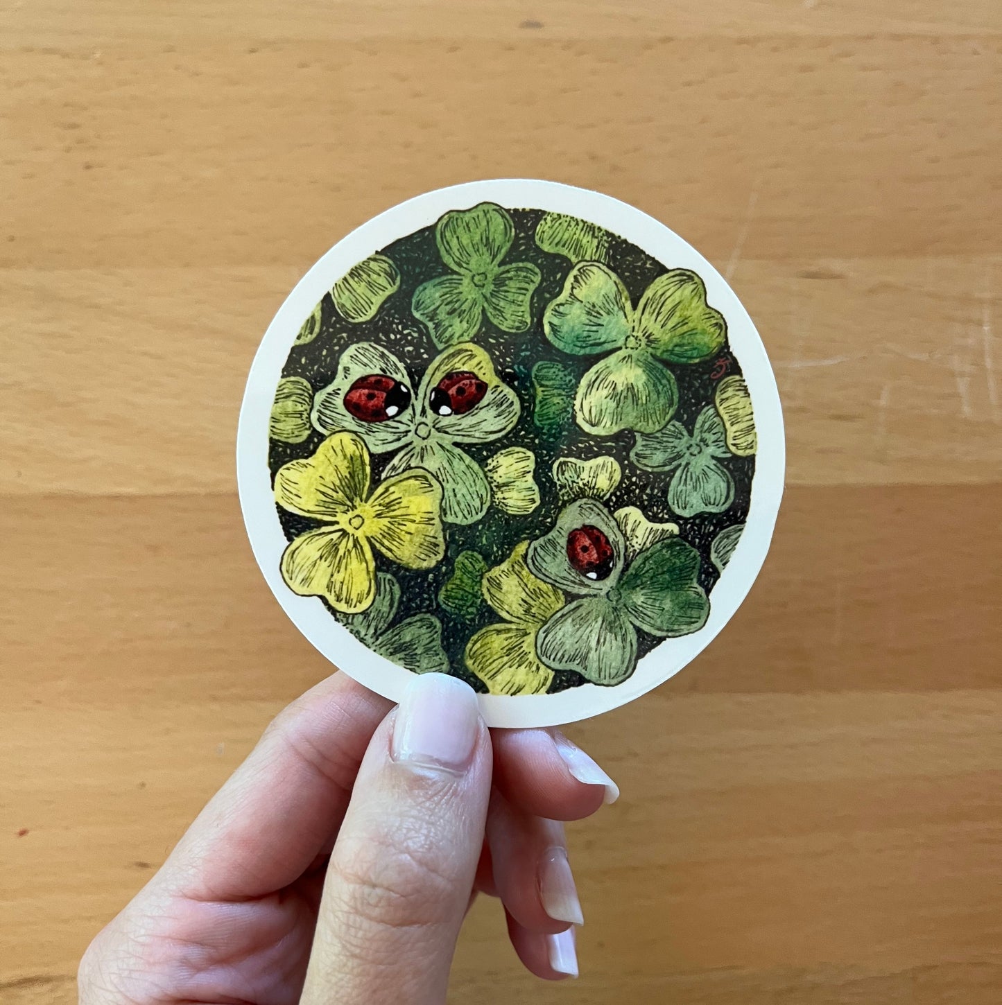 Lady Bug & Clover Leaves Sticker