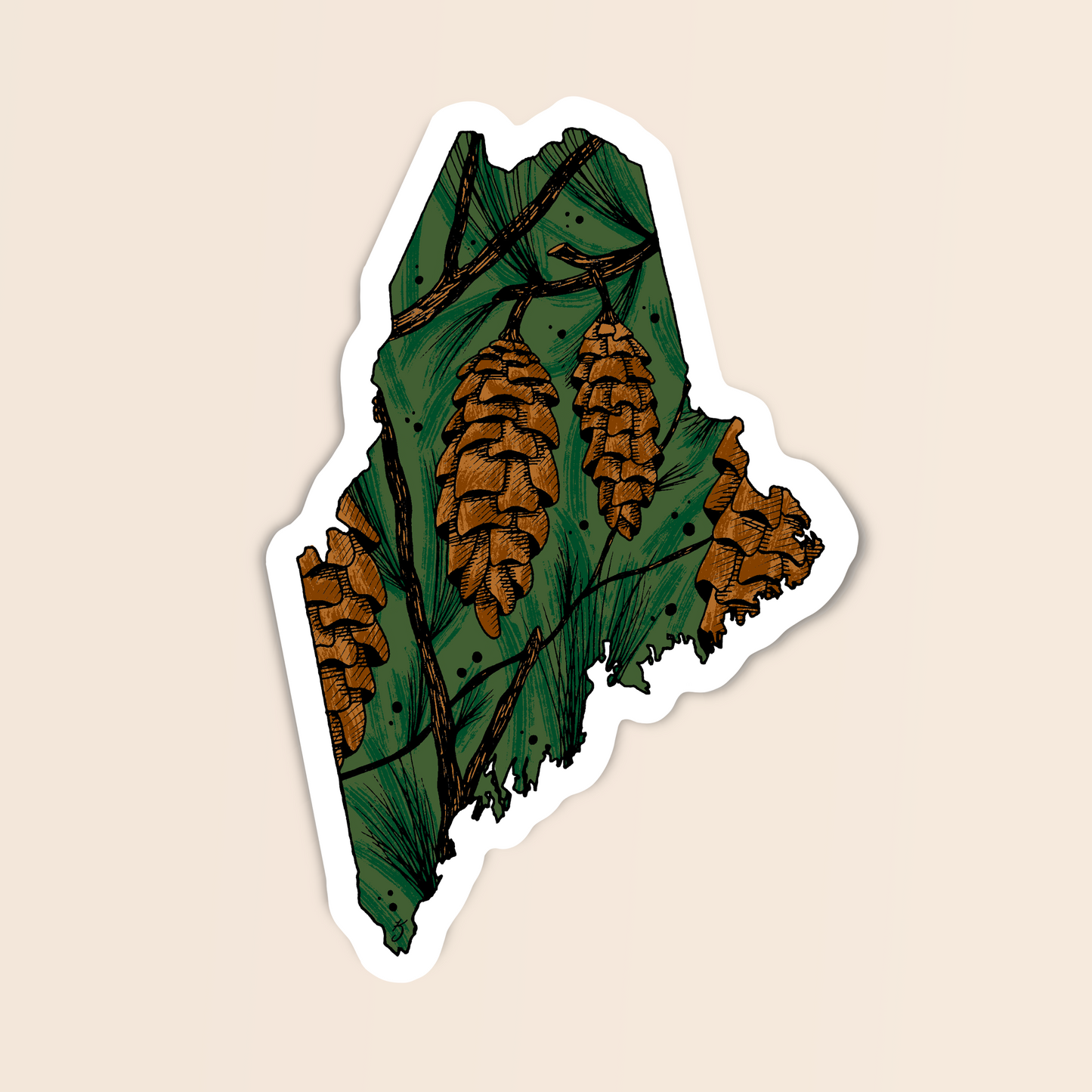 Maine State Flower Sticker