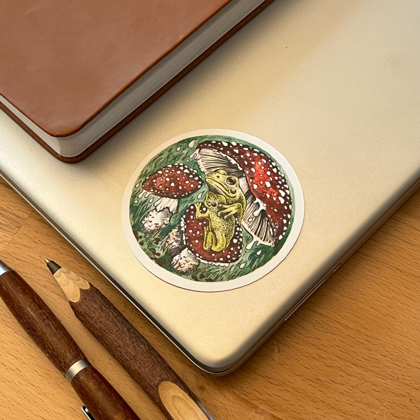Frogs Mushroom Umbrella Sticker