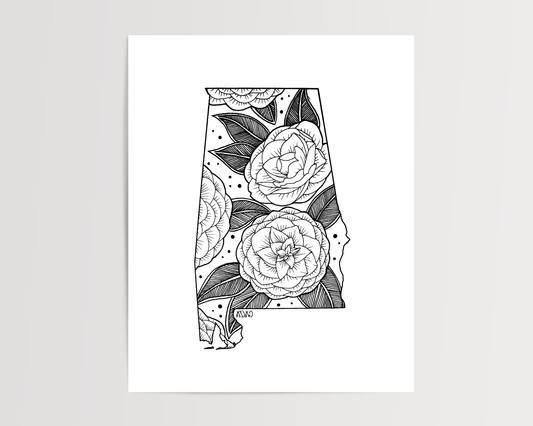 Alabama - Camellia State Flower Print