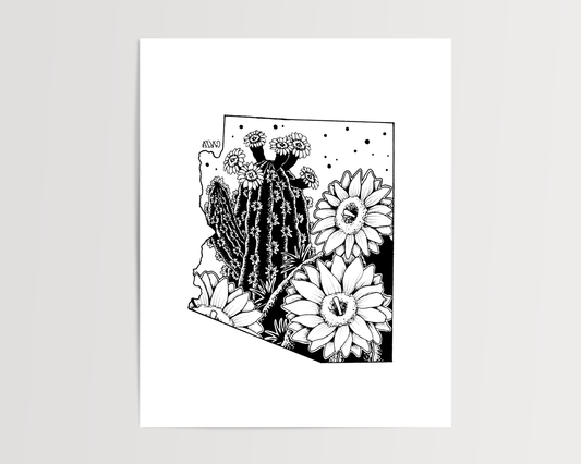 Arizona - Sagauro Cactus Blossom State Flower Print