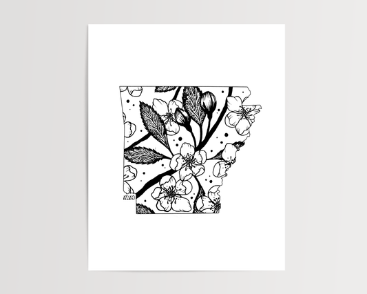 Arkansas - Apple Blossom State Flower Print