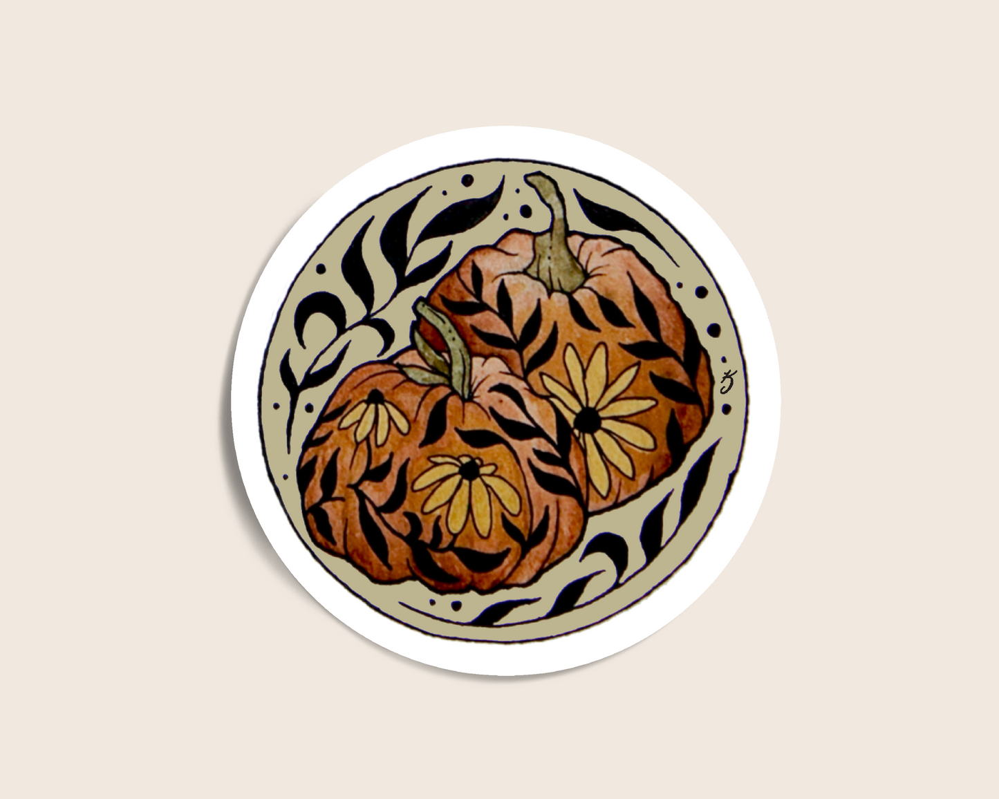 Floral Pumpkin Sticker
