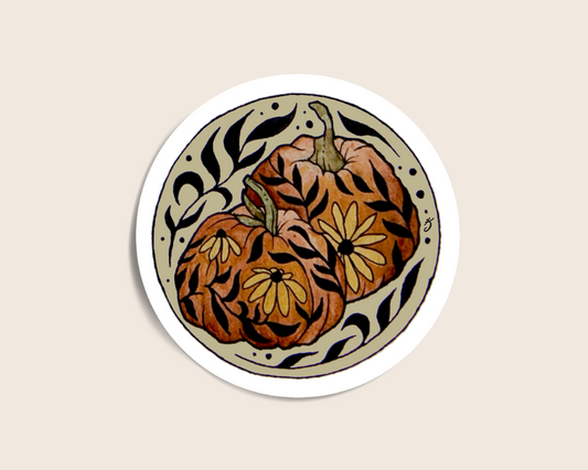 Floral Pumpkin Sticker
