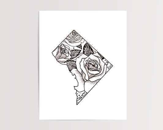 District of Columbia - American Beauty Rose State Flower Print