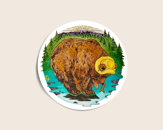 Fishing Bear Sticker