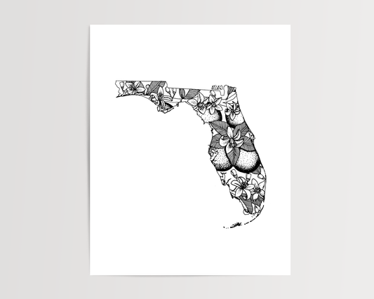 Florida - Orange Blossom State Flower Print