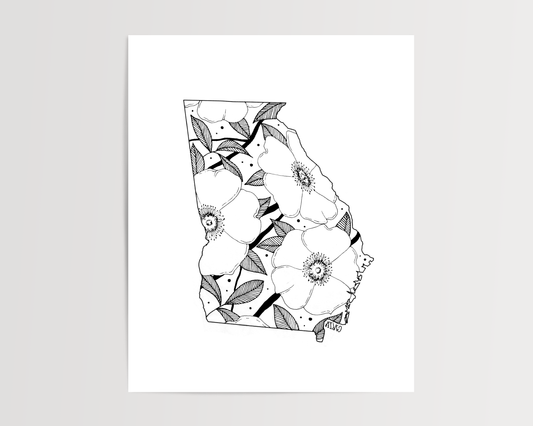 Georgia - Cherokee Rose State Flower Print