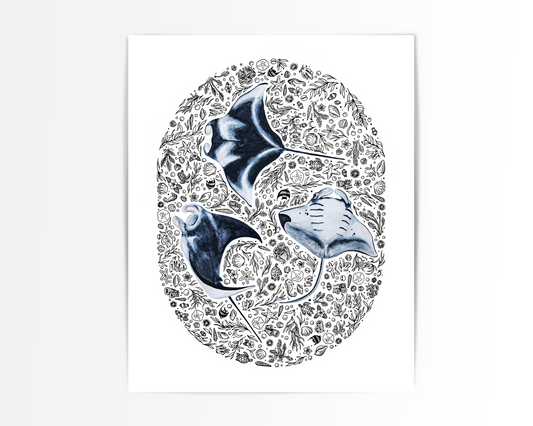 Squadron of Manta Rays Print