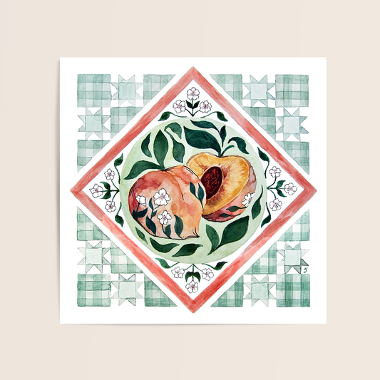 Peachy Quilt Folk Print