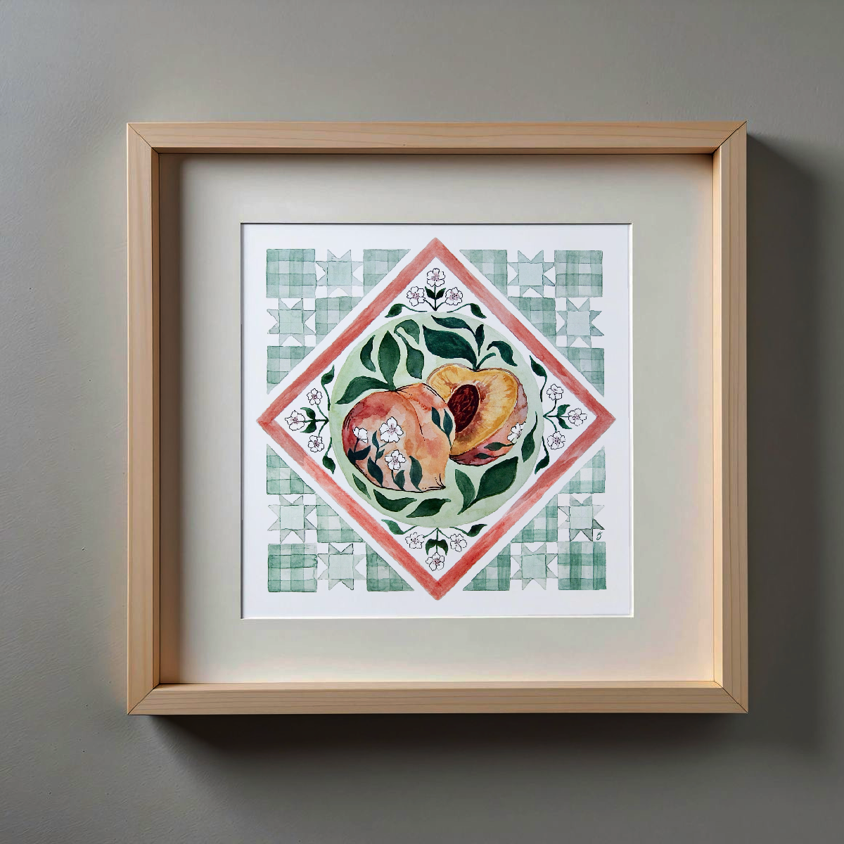 Peachy Quilt Folk Print