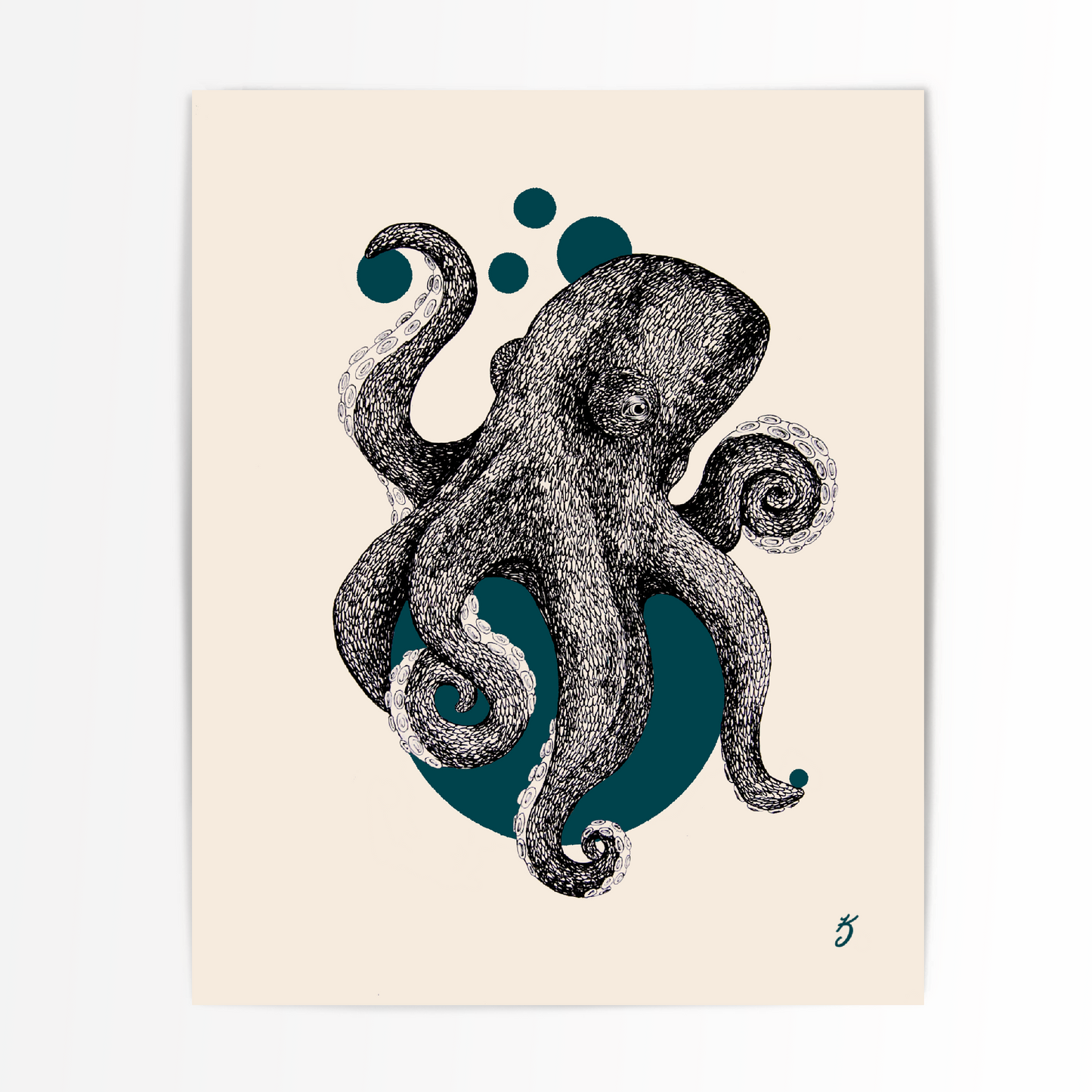 Octopus Bubbles Art Print
