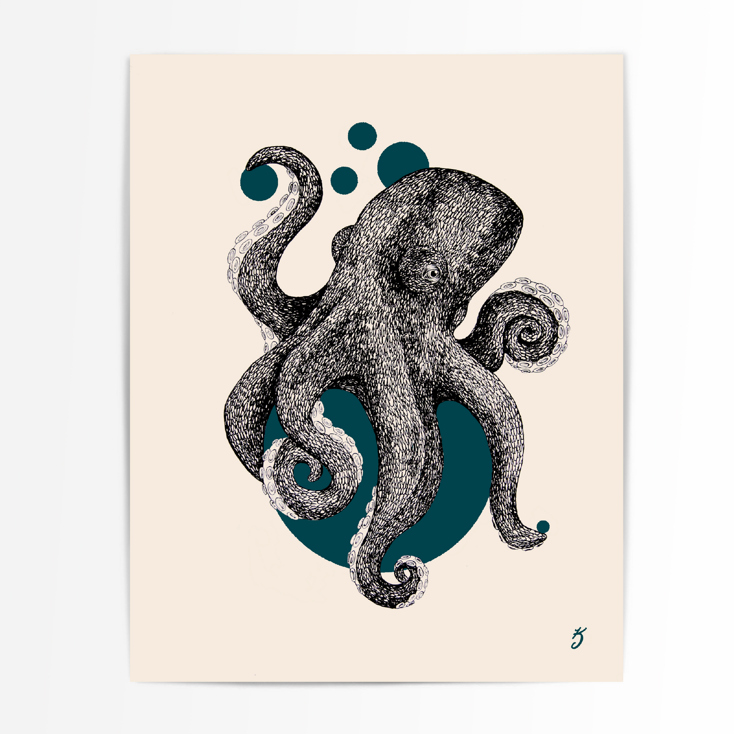 Octopus Bubbles Art Print