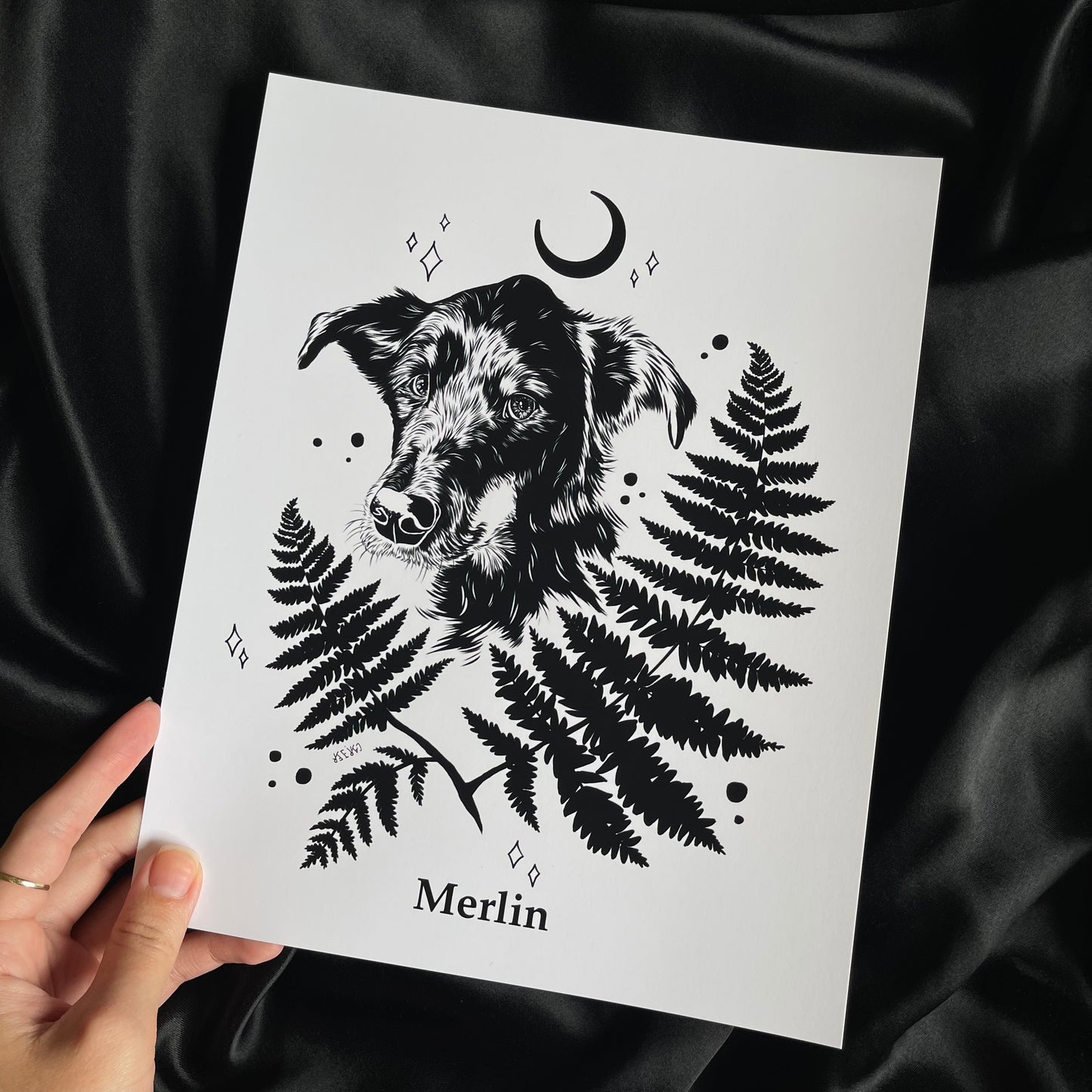 Custom Floral & Metallic Pet Portrait