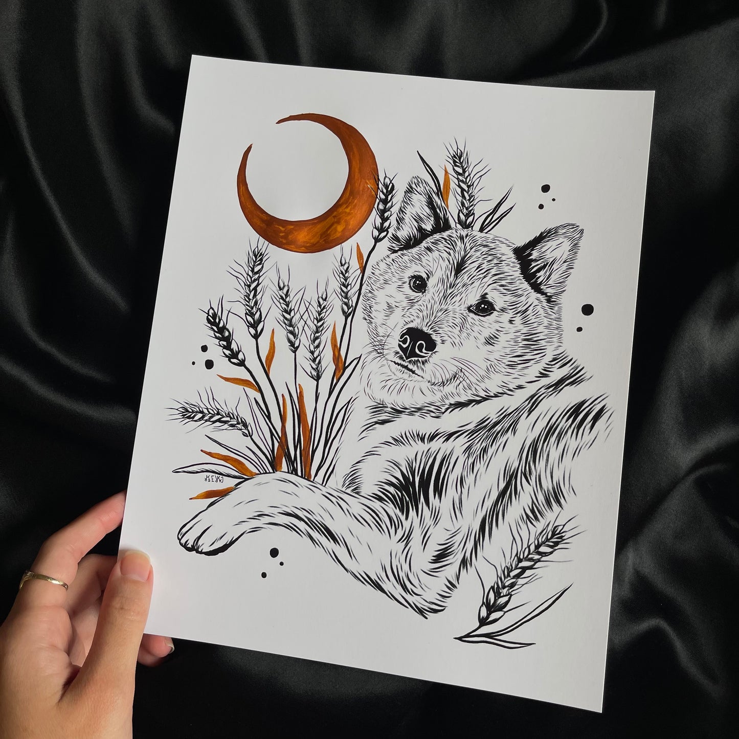 Custom Floral & Metallic Pet Portrait