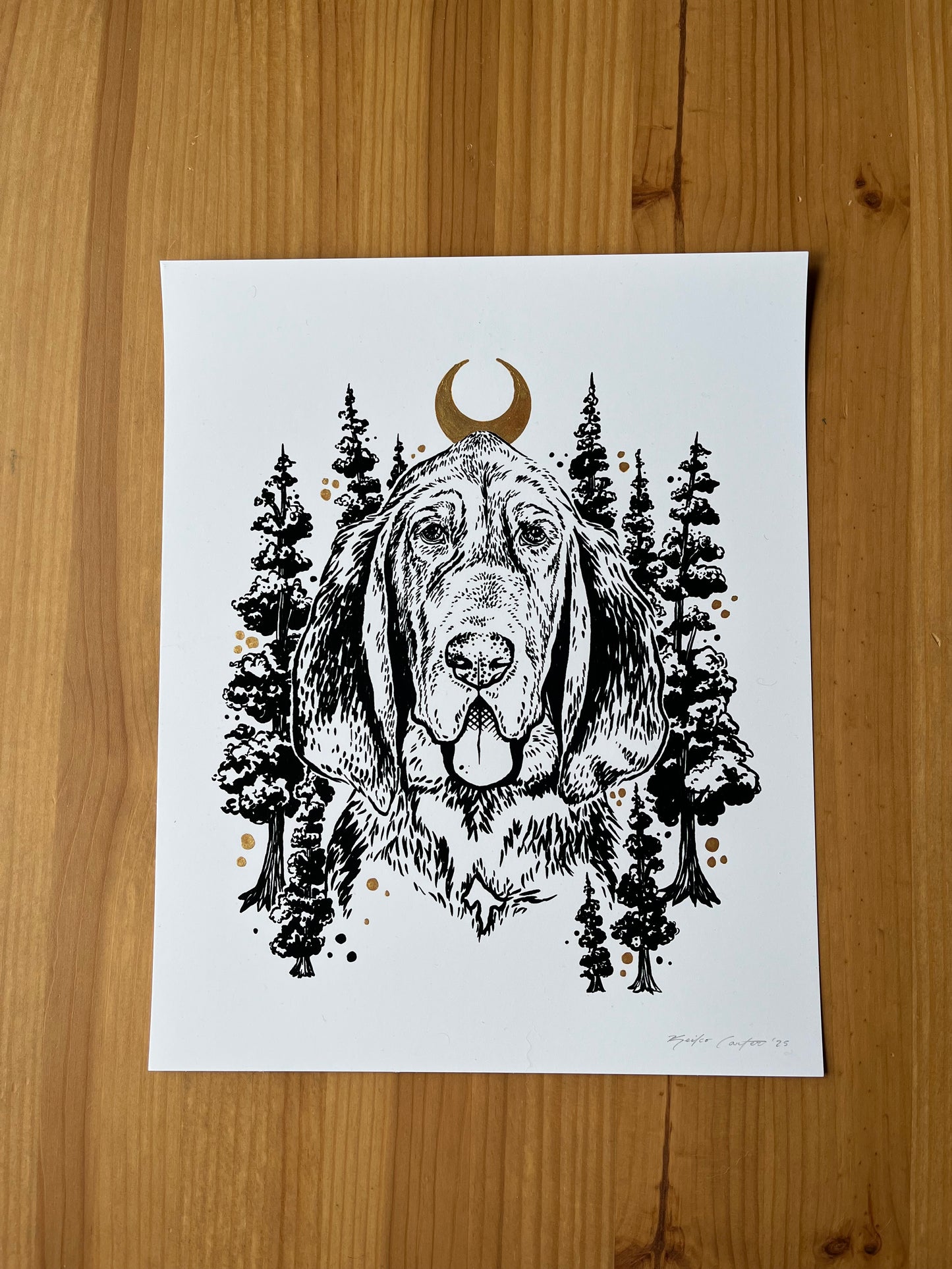 Custom Floral & Metallic Pet Portrait