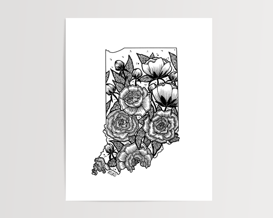 Indiana - Peony State Flower Print