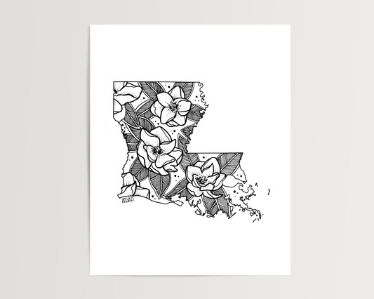 Louisiana - Magnolia State Flower Print