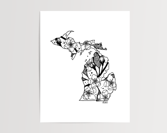 Michigan - Apple Blossom State Flower Print