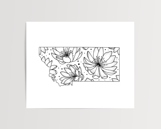 Montana - Bitterroot State Flower Print
