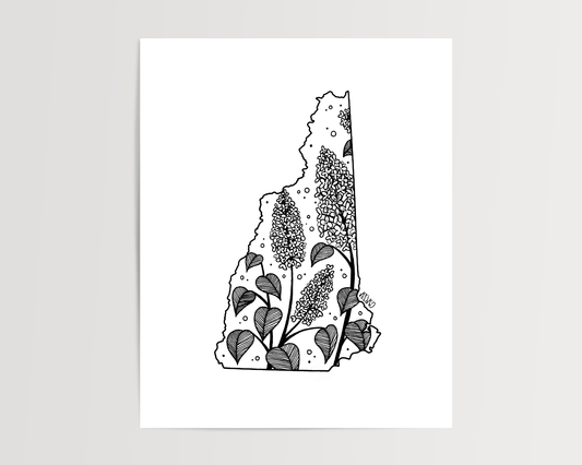 New Hampshire - Purple Lilac State Flower Print