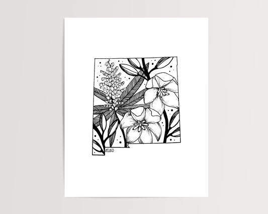 New Mexico - Yucca Flowers State Flower Print