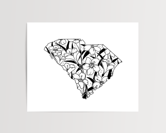South Carolina - Yellow Jessamine State Flower Print