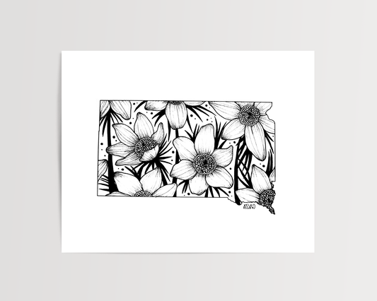 South Dakota - Pasque Flower State Flower Print