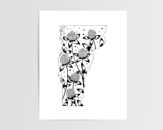 Vermont - Red Clover State Flower Print