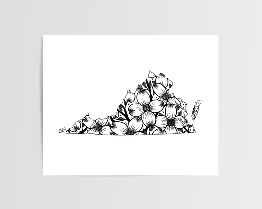 Virginia - American Dogwood State Flower Print