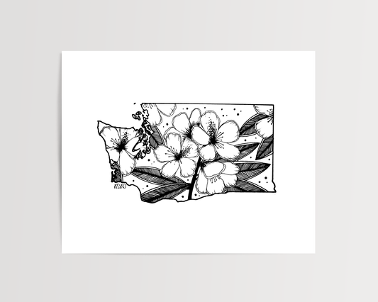 Washington - Coast Rhododendron State Flower Print