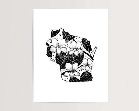 Wisconsin - Wood Violet State Flower Print